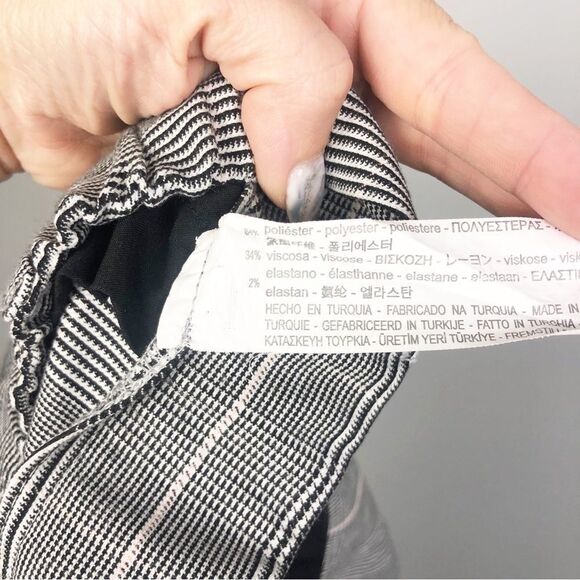 ZARA | Gray Plaid Side Stripe Cuffed Pull On Crop Pants Women’s Size X-Small - Picture 11 of 11